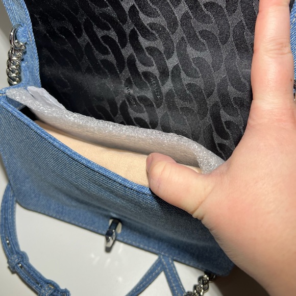 Rebecca Minkoff Denim Chevron Quilted Small Love Crossbody Bag - Picture 4 of 5